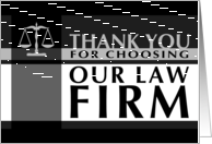 professional justice scales : thank you for choosing our law firm card