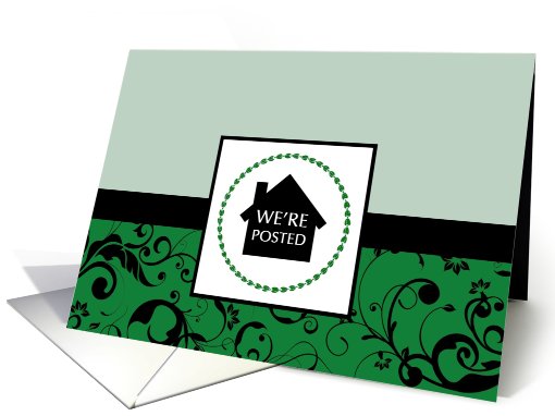 we're posted announcement : professional damask card (732840)