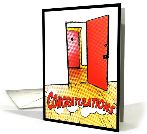 congratulations on your new apartment : comic doorway card (738166)