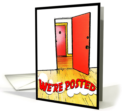 we're posted announcement : comic doorway card (738173)