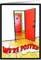 we’re posted announcement : comic doorway card