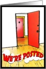 we’re posted announcement : comic doorway card