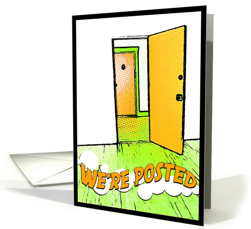we're posted announcement : comic doorway card (738174)
