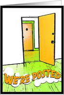 we’re posted announcement : comic doorway card