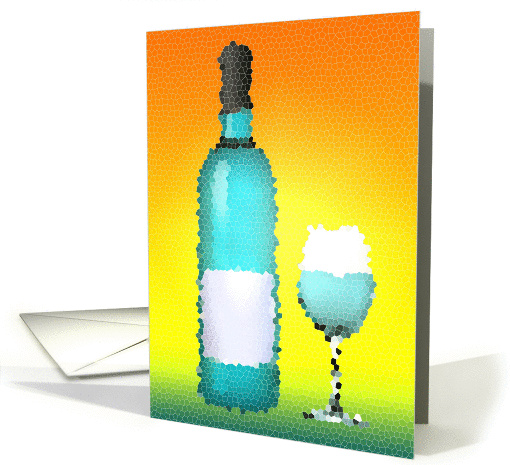 stained glass wine bottle (blank card) card (743466)