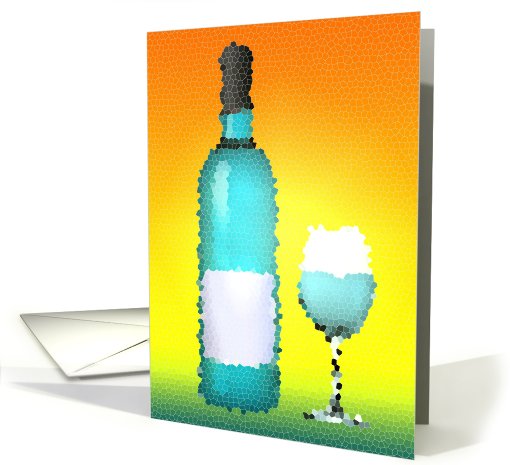 stained glass wine bottle open house invitation card (743996)
