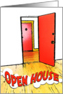 businessopen house : comic doorway card