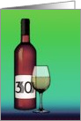 30th birthday : halftone wine bottle and glass card