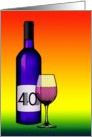 40th birthday : halftone wine bottle and glass card