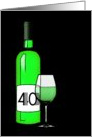 40th birthday : halftone wine bottle and glass card