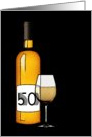 50th birthday : halftone wine bottle and glass card