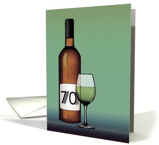 70th birthday : halftone wine bottle and glass card (745240)