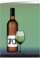 70th birthday : halftone wine bottle and glass card