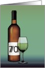 70th birthday : halftone wine bottle and glass card