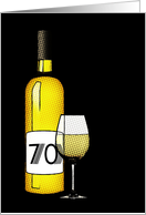 70th birthday : halftone wine bottle and glass card