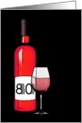 80th birthday : halftone wine bottle and glass card