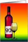 90th birthday : halftone wine bottle and glass card