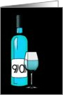 90th birthday : halftone wine bottle and glass card