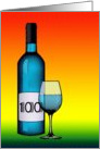 100th birthday : halftone wine bottle and glass card