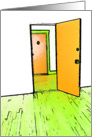 new address announcement : comic doorway card