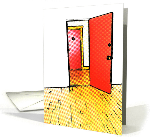 new address announcement : comic doorway card (745251)