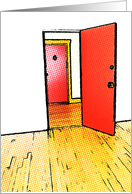 new address announcement : comic doorway card