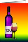 happy 100th birthday! : halftone wine bottle and glass card