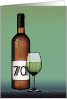 happy 70th birthday! : halftone wine bottle and glass card