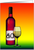 happy 60th birthday! : halftone wine bottle and glass card
