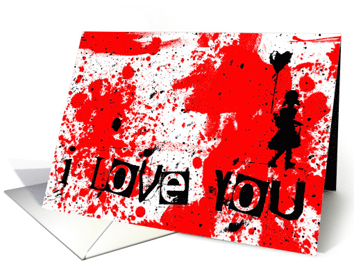 i love you : walk your heart : girl and balloon card (745607)