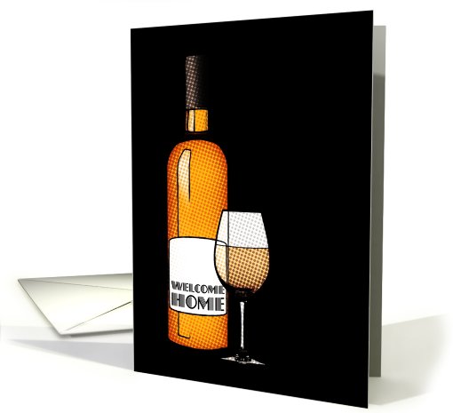 welcome home party invitations : halftone wine bottle card (745658)