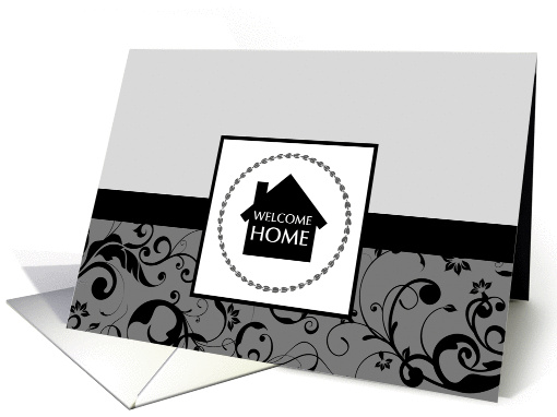 welcome home party invitations : damask home card (752969)