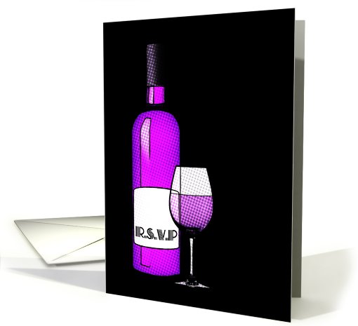 RSVP : halftone wine bottle and glass card (757966)