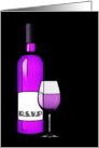 RSVP : halftone wine bottle and glass card