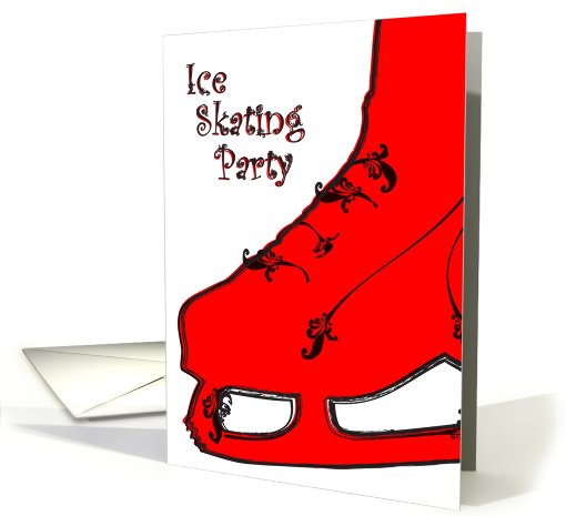 ice skating party paisley invitations card (765760)