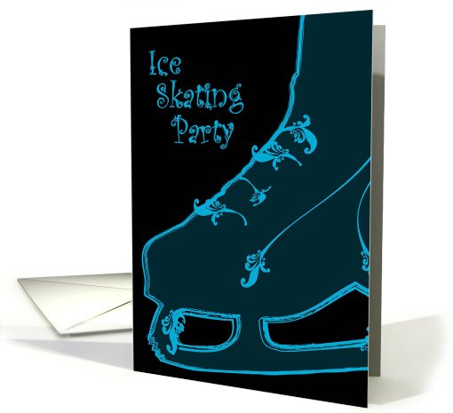 ice skating party paisley invitations card (765761)