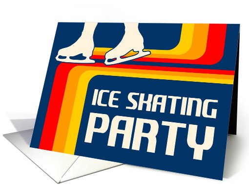 retro ice skating party invitations card (766476)