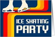 retro ice skating party invitations card