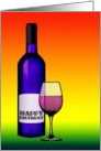 happy birthday : halftone wine bottle and glass card
