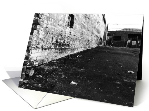brick wall : black and white photograph card (780635)