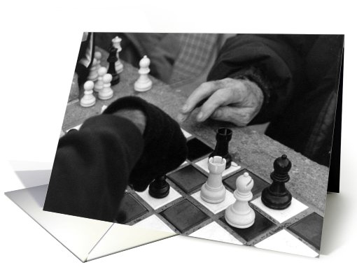 chess players : black and white photograph card (780662)
