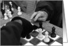 chess players : black and white photograph card