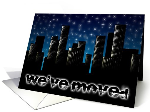 we've moved cityscape sunset card (789995)