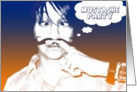 mustache theme party : comic bubble card