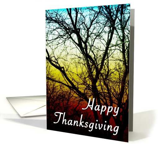 happy thanksgiving : sunset tree card (824309)
