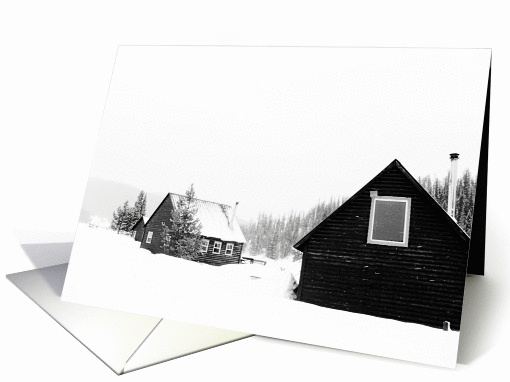 snowy winter cabins card (851042)