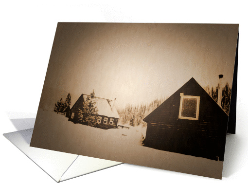 snowy winter cabins card (851043)