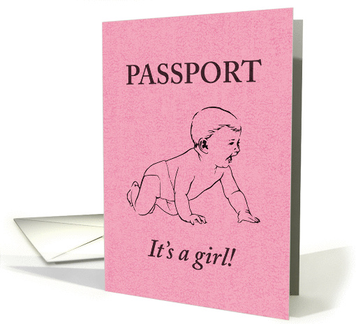 it's a girl! : passport announcement card (856351)