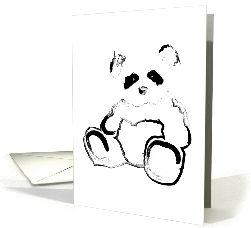 panda bear in black and white ink card (878937)