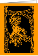 monkey woodprint card